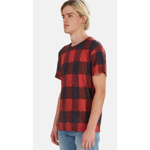 IRO ALESSIO TEE in BUFFALO CHECK in Red & Black NWT Size Small - Picture 2 of 9